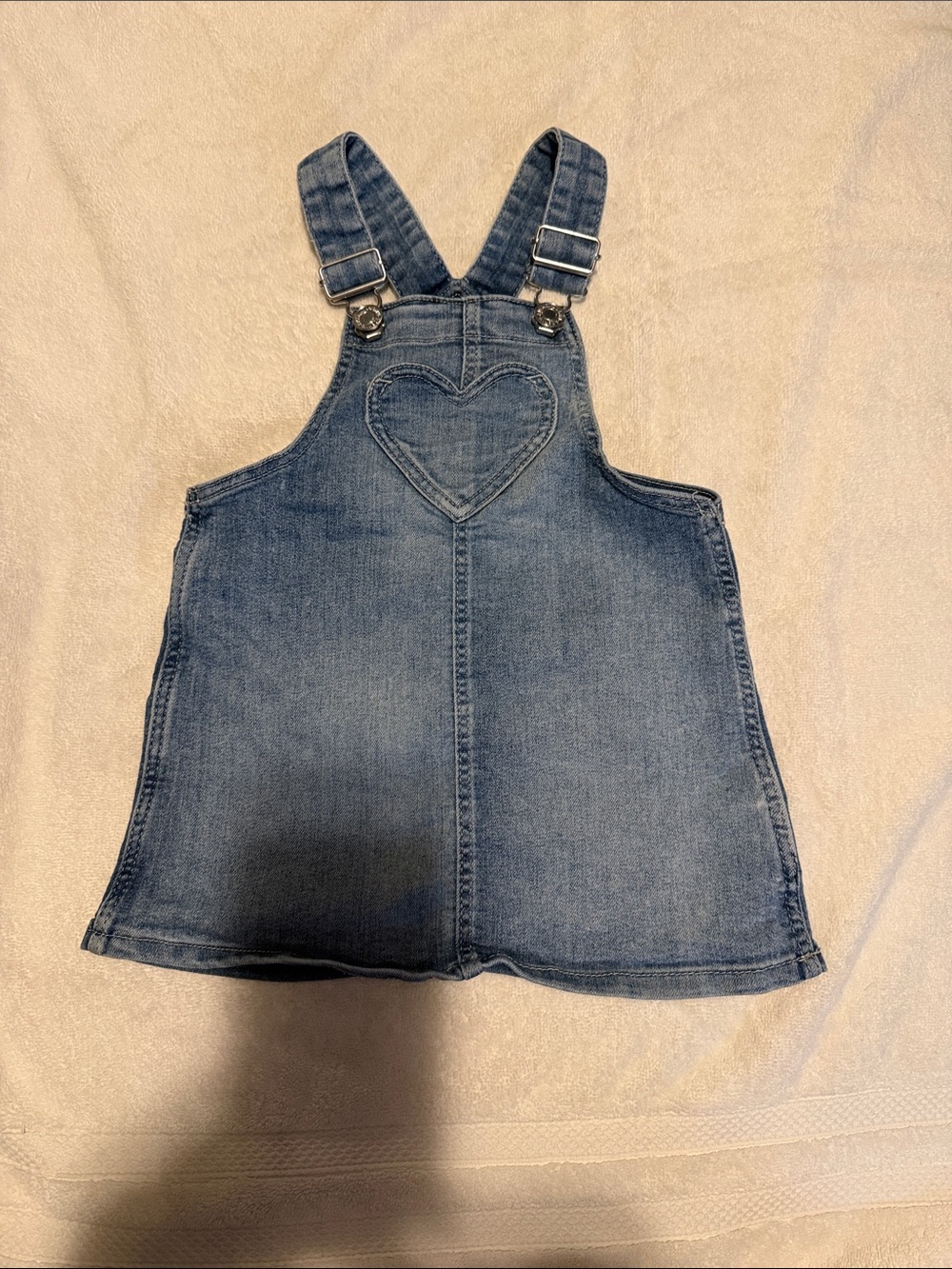 Denim Heart Pinnie Dress - Blue Kids Bottoms